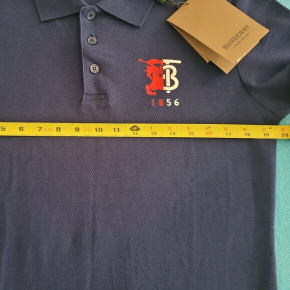 Burberry Contrast Logo Cotton Pique Polo Shirt Mens Sz M Navy Blue Casual BNWT - Picture 9 of 15